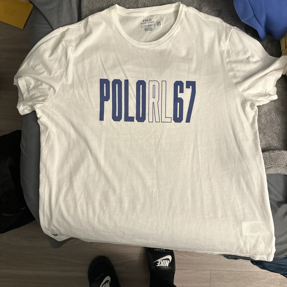 Polo by Ralph Lauren White and Blue Graphic Tee